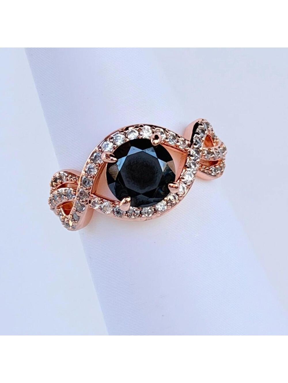 Bomb Party Ring Sz 8 "Meet Me At Midnight" Black Onyx on Rose Gold BORG
